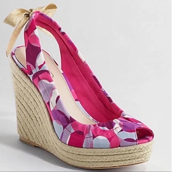 COACH Maritza Espadrille Platform Sandal Wedges Size 8 - Picture 1 of 6